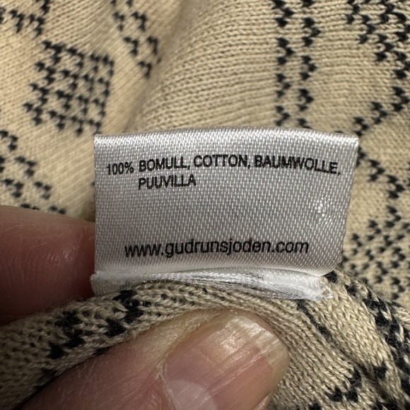 Gudrun Sjoden Cotton Cardigan, Size M, Black, Cream Multicolor Floral Embroidery - Picture 9 of 12